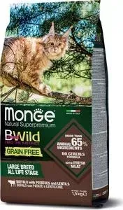 Сухой корм Monge Cat BWild GRAIN FREE беззерновой из мяса буйвола для крупных кошек всех возрастов 1,5 кг