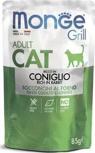 Пауч Monge и Cat Grill Pouch для взрослых кошек итальянский кролик 85 г