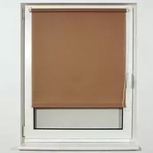 Штора Brabix рулонная 120x175 см текстура лен, защита 55-85&#037;, 200 г/м 2 темно-бежевый S-36 606001