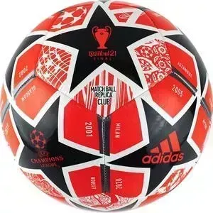 Мяч футбольный ADIDAS Finale Club GK3470, р.5, ТПУ, 12 пан., маш.сшивка, красно-черный-белый