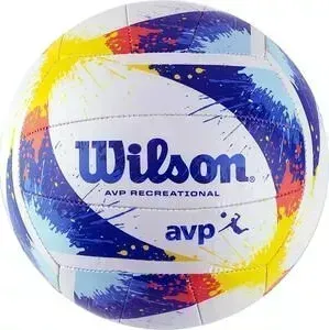 Мяч волейбольный Wilson AVP Splatter WTH30120XB, р.5, 18 пан, композит.кожа, маш.сшивка, бело-сине-желтый