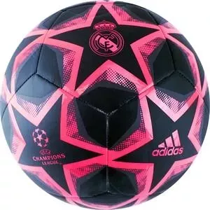 Мяч футбольный ADIDAS Finale 20 RM Club FS0269, р.4, ТПУ, 12 пан., маш.сшивка, черно-розовый