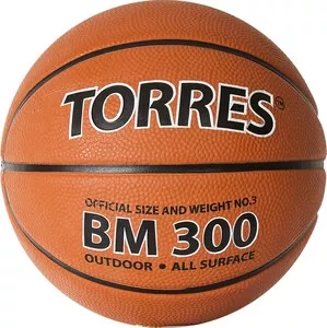 Фото №0 Мяч баскетбольный TORRES BM300 B02013, р.3, резина, нейлон. корд, бут. камера, темнооранж-черный