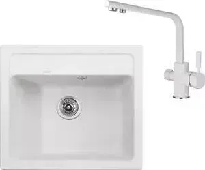 Мойка кухонная и смеситель KAISER и смеситель KGM-5750 White белая (KGM-5750-W, 40144-10)