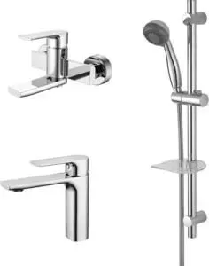 Набор смесителей KAISER Linear для раковины, ванны, душевой гарнитур, хром