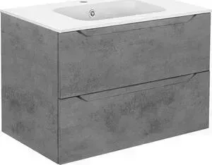 Тумба с раковиной Vincea с Norma 80 подвесная, Beton (VMC-2N800BT + VCB-2N800W)