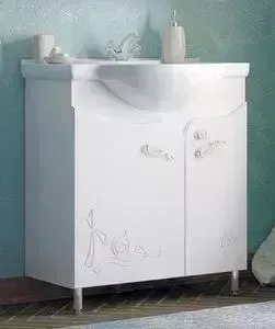 Тумба под раковину Corozo Венеция 85 с бельевой корзиной, белая (SD-00000345)