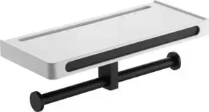 Бумагодержатель Rush Edge двойной с полкой, черный (ED77143B black)