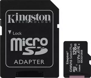Карта памяти KINGSTON microSDXC 128Gb Canvas Select Plus (class 10/UHS-I/U1/100MB/s/SD- адаптер)