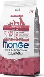 Сухой корм Monge Dog Monoprotein All Breeds Beef and Rice для собак всех пород говядина с рисом 12 кг