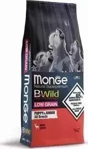 Сухой корм Monge Dog BWild LOW GRAIN Puppy & junior низкозерновой из мяса оленя для щенков всех пород 12 кг