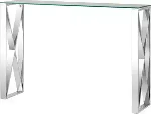 Консоль Stool Group Кросс 115x30 прозрачное стекло, сталь серебро ECST-008