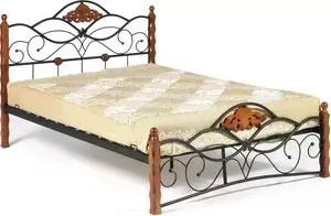 Кровать TetChair Canzona wood slat base дерево гевея/металл 120x200 (middle bed) красный дуб/черный