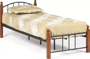 Кровать TetChair AT-915 wood slat base дерево гевея/металл 90x200 (Single bed) красный дуб/черный
