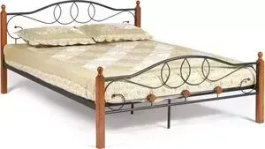 Кровать TetChair AT-822 wood slat base дерево гевея/металл 160x200 (Queen bed) красный дуб/черный