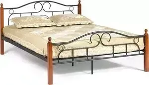 Кровать TetChair AT-808 wood slat base дерево гевея/металл 160x200 (Queen bed) красный дуб/черный
