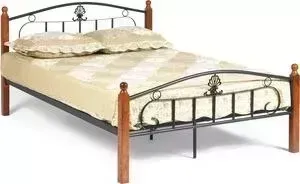 Кровать TetChair Румба (AT-203)/Rumba wood slat base, дерево гевея/металл, 140x200 (Double bed), красный дуб/черный