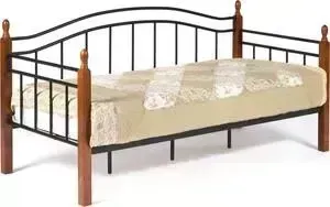 Кровать TetChair Landler wood slat base, дерево гевея/металл, 90x200 (Day bed), красный дуб/черный