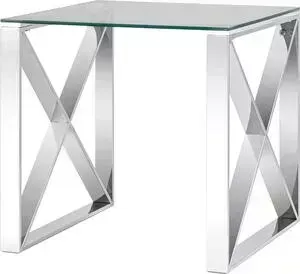 Стол журнальный Stool Group Кросс 120x60 прозрачное стекло, сталь серебро ECT-008