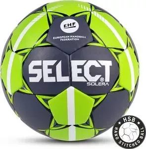 Мяч гандбольный Select Solera 843408-994, Lille (р.1), EHF Appr, ПУ с микроуглуб, руч.сшивка, темносер-лайм
