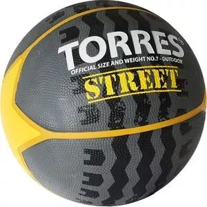 Мяч баскетбольный TORRES Street B02417, р.7, 7 панел.резина, нейлон.корд, бут. кам., серо-желто-белый