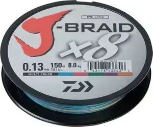 Леска рыболовная DAIWA плетеная J-Braid X8 150м 0,13мм мультиколор