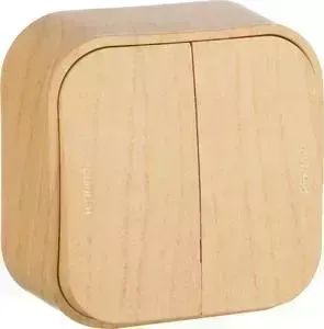 Выключатель двухклавишный Legrand ОП Quteo 10А IP20 10АХ дерево (782262)