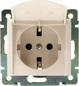 Розетка с заземлением и шторками Legrand СП Valena с защитной крышкой слоновая кость (774322)