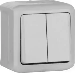 Переключатель Legrand одноклавишный на 2 направления Quteo 10A 250V IP44 серый 782331
