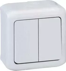 Переключатель Legrand двухклавишный на 2 направления Quteo 10A 250V IP44 белый 782301