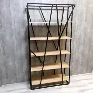 Стеллаж Akur Loft Stockton металлокаркас черный декор прозрачный лак