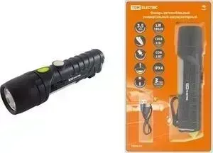 Фонарь TDM ELECTRIC автомоб. универс., 6 Вт CREE+3 Вт COB,1x18650 2200 мА x ч, магн., подвес, USB, стропорез,