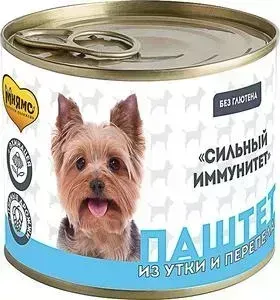 Консервы Мнямс паштет из утки и перепела для собак всех пород СИЛЬНЫЙ ИММУНИТЕТ 200 г