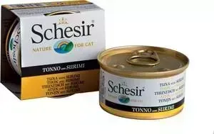 Консервы Schesir для кошек,ТУНЕЦ+СУРИМИ, 85 г (132.С136)