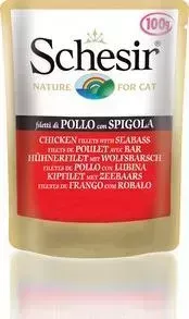 Консервы Schesir для кошек, Цыпленок +Окунь, 100 г (132.С566)