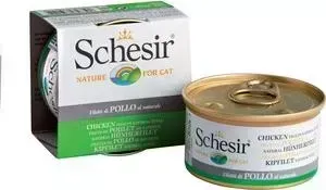 Консервы Schesir для кошек, ЦЫПЛЁНОК в собственном соку, 85 г (132.С169)