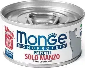 Консервы Monge Cat Monoprotein мясные хлопья для кошек из мяса говядины 80 г