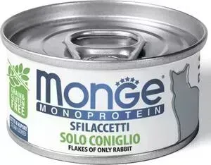 Консервы Monge Cat Monoprotein мясные хлопья для кошек из кролика 80 г