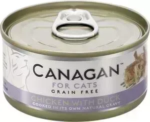 Консервы CANAGAN для кошек, Цыпленок с Уткой, 75 г (100.3.007)