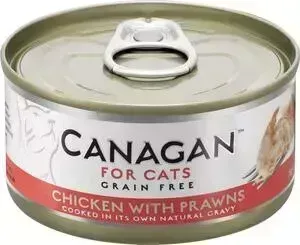 Консервы CANAGAN для кошек, Цыпленок с Креветками, 75 г (100.3.008)