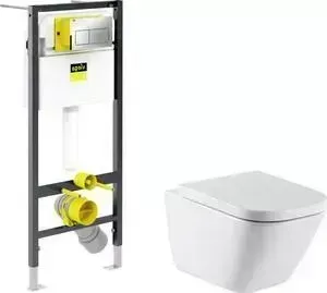 Комплект унитаза с инсталляцией ROCA Gap Clean Rim Duplo WC с , кнопкой, сиденьем микролифт (34647L000, 801472004, 792824)
