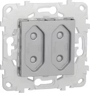 Розетка Schneider Electric двойная Unica New б/з со шторками NU503130