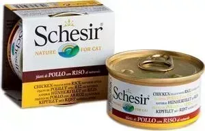 Консервы Schesir для кошек, ЦЫПЛЁНОК+РИС, 85 г (132.С178)