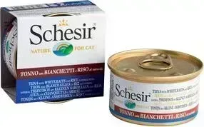 Консервы Schesir для кошек, ТУНЕЦ в собственном соку со снетками, 85 г (132.С177)