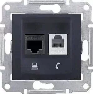 Розетка Schneider Electric телефонная RJ-11 и Ethernet RJ-45 Sedna UTP SDN5100170
