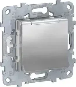 Розетка Schneider Electric Unica New с/з со шторками, с крышкой 16A 250V NU503730TA