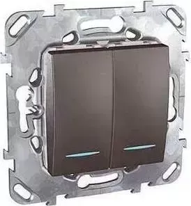 Выключатель Schneider Electric двухклавишный с подсветкой Unica MGU5.0101.12NZD