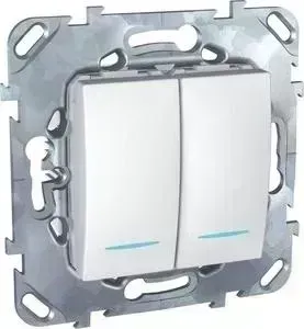 Переключатель Schneider Electric двухклавишный с подсветкой Unica MGU5.0303.18NZD