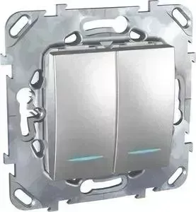 Переключатель Schneider Electric двухклавишный с подсветкой Unica MGU5.0303.30NZD