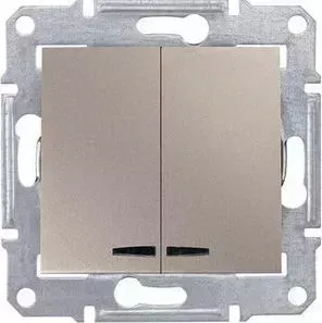 Выключатель Schneider Electric двухклавишный с синей подсветкой Sedna 10A 250V SDN0300368
